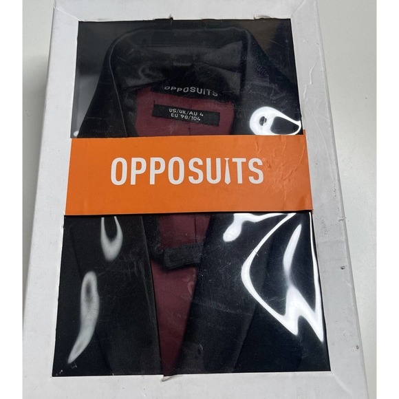 NWT OppoSuites Jet Set Pant Suit Jacket Tie Set Size 4Y Youth Black - Picture 1 of 4